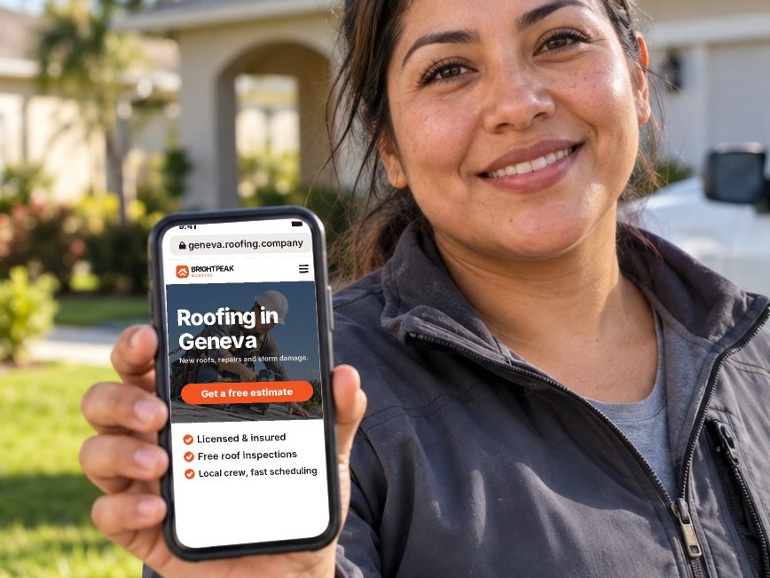 geneva.roofing.company open in a phone browser